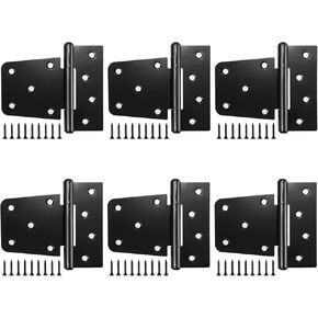 Heavy Duty Gate Hinges Fence Door Hinges 3.5 Inch Steel Black Finish with Screws (6 Pack, Black)
