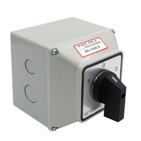 125A Rotary Changeover Switch with Master Switch Exterior Box, 660V 3 Position 2 Phase 8 Terminals, Universal Selector Switch Enclosure Box IP65 125/D202.2D
