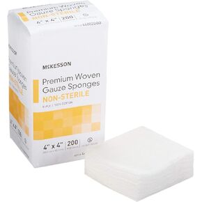 McKesson Premium Woven Gauze Sponges, Non-Sterile, 8-Ply, 100% Cotton, 4 in x 4 in, 200 per Pack, 1 Pack