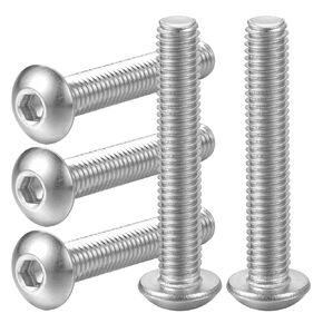 #8-32 x 1 Button Head Socket Cap Screws 304 Stainless Steel, Full Thread, Allen Hex Drive Bolts, Coarse Thread, 50PCS