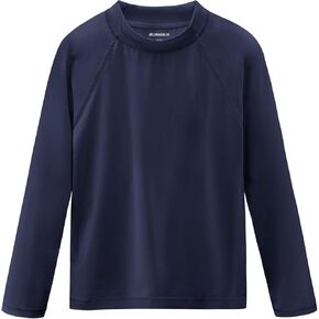Boys Swim Shirts Rash Guard Long Sleeve Sun Protection UPF50+ Rashguard Fishing Surf Quick Dry Cool Beach Clothes for Toddler Youth Kids Navy Blue 2T