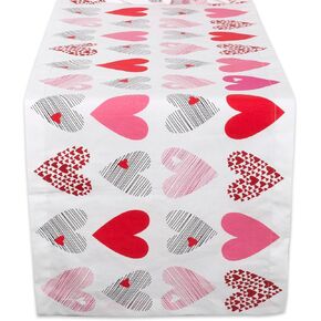 DII Valentine's Day Table Top Collection, Table Runner, 14x72, Hearts Collage