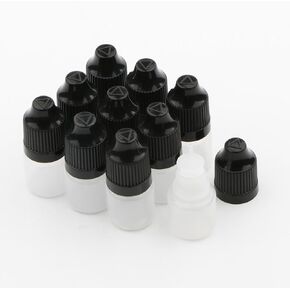 3 ml Empty Dropper Bottles Liquid Plastic Juice Squeezable Childproof Cap 10PCS Black Cap