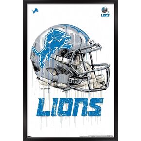 Trends International NFL Detroit Lions - Drip Helmet 20 Wall Poster, 22.375" x 34", Black Framed Version
