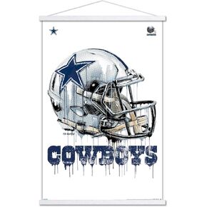 Trends International NFL Dallas Cowboys - Drip Helmet 20 Wall Poster, 22.375" x 34", Print and White Hanger Bundle