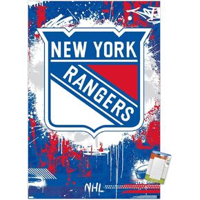 Trends International NHL New York Rangers - Maximalist Logo 23 Wall Poster, 22.37" x 34.00", Poster & Mount Bundle
