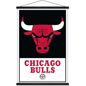 Trends International NBA Chicago Bulls - Logo 21 Wall Poster, 22.375" x 34", Print and Black Hanger Bundle