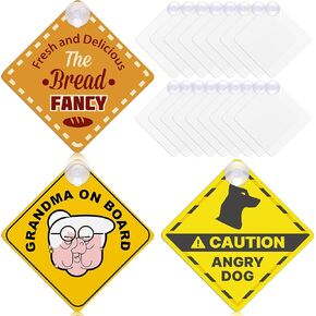 20 Pcs 4.5''x4.5'' Sublimation Blanks Suction Cup Car Window Sign PVC Removable Car Safety Warning Signs Sublimation Sign Blanks for DIY Craft Custom Design Work Heat Thermal Transfer