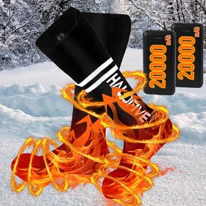Heated Socks-Heated Socks for Men Women-20000mah Power Bank Heated for Over 12 Hours-Winter Washed Thermal Socks-Foot Warmer for Camping Fishing Hunting Cycling Skiing Skating Hiking Motorcycling