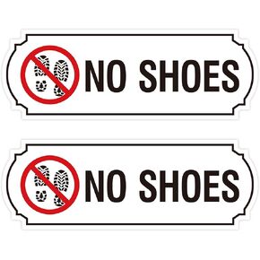 2PCS Please Remove Your Shoes Sign, Self-Adhesive Wear-Resistant Please Take Your Shoes Off Sticker Decals, No Shoes Sign for House, Home, Office, Cafes, Restaurants（7.9" x 2.8"）