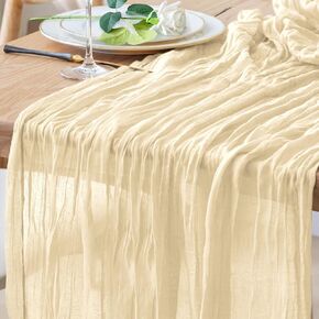 3PCS Table Runner Cheesecloth 10FT Blushing Pink Boho Gauze Cheese Cloth Rustic Sheer Table Runners for Valentine's Day Spring Easter Wedding Bridal Baby Shower Party Decoration
