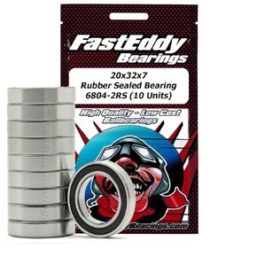 FastEddy Bearings 20x32x7 Rubber Sealed Bearing 6804-2RS (10 Units)