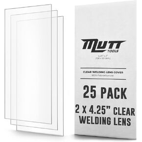Mutt Tools 25 Pack of Clear Welding Lenses 2x4.25" – .04" Thick 2x4 Clear Welding Lens – Fits Most Standard Size Helmets, 2x4-1/4"
