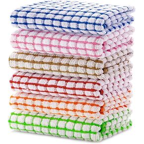 100% Cotton Kitchen Dish Towels, 16 Inch x 25 Inch Absorbent Dish Cloths 6 Pack Kitchen Towels, for Drying Dishes and Table