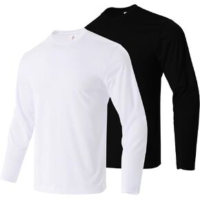 TanBridge 2 Pack Mesh Quick-Dry Long Sleeve Shirt for Man,Moisture Wicking UV Protection Workout Causal Shirt
