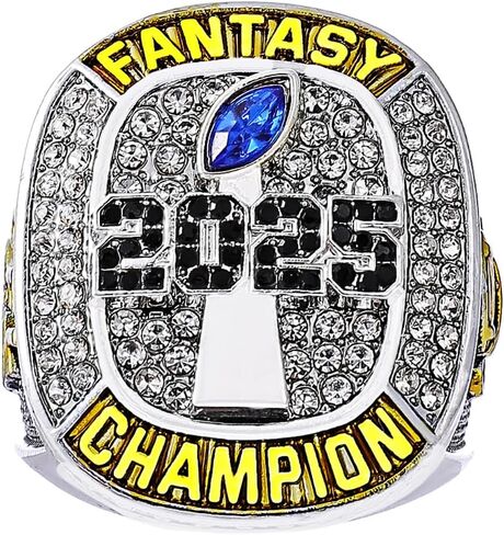 2025 Fantasy Football Championship Ring | Heavy FFL Champion Ring | Gold Silver Tone Plated Award Trophy for Fantasy Football League Winner in Saudi Arabia