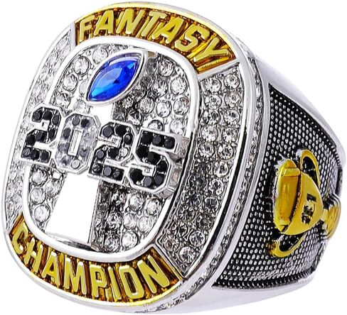 2025 Fantasy Football Championship Ring | Heavy FFL Champion Ring | Gold Silver Tone Plated Award Trophy for Fantasy Football League Winner in Saudi Arabia