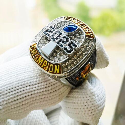 2025 Fantasy Football Championship Ring | Heavy FFL Champion Ring | Gold Silver Tone Plated Award Trophy for Fantasy Football League Winner in Saudi Arabia