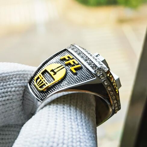 2025 Fantasy Football Championship Ring | Heavy FFL Champion Ring | Gold Silver Tone Plated Award Trophy for Fantasy Football League Winner in Saudi Arabia