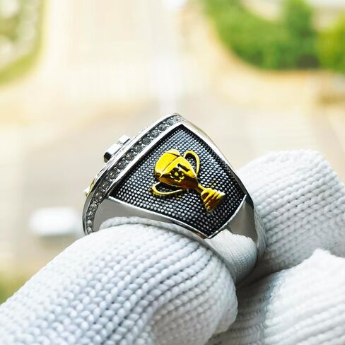 2025 Fantasy Football Championship Ring | Heavy FFL Champion Ring | Gold Silver Tone Plated Award Trophy for Fantasy Football League Winner in Saudi Arabia