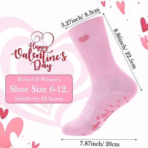 Geyoga Valentine's Day Gifts for Her 3 Pairs Heart Pilates Socks for Women Nonslip Gripper Yoga Athletic Crew Socks in Saudi Arabia
