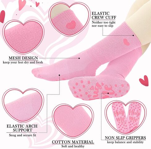 Geyoga Valentine's Day Gifts for Her 3 Pairs Heart Pilates Socks for Women Nonslip Gripper Yoga Athletic Crew Socks in Saudi Arabia