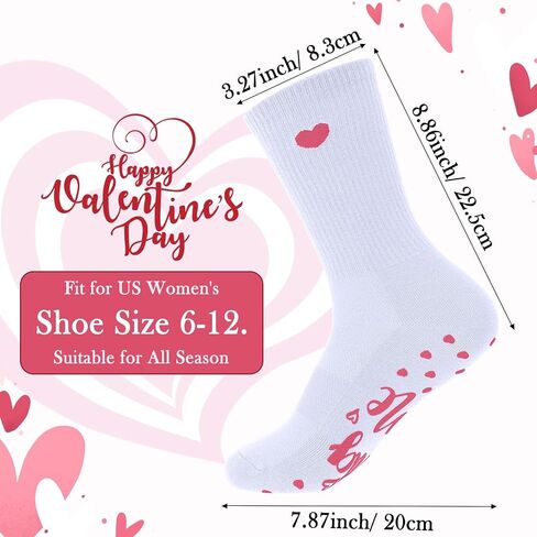 Geyoga Valentine's Day Gifts for Her 3 Pairs Heart Pilates Socks for Women Nonslip Gripper Yoga Athletic Crew Socks in Saudi Arabia