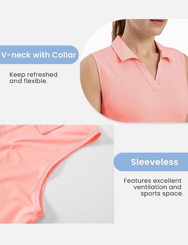 TBMPOY WOMENS SLEEVELESS GOLF TIRTS QUICE COLLARED TENNIS TERM UPF 50+ V-NECT TOPS TOPS TOPS MOISTURE WICHING in Kuwait