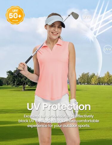 TBMPOY WOMENS SLEEVELESS GOLF TIRTS QUICE COLLARED TENNIS TERM UPF 50+ V-NECT TOPS TOPS TOPS MOISTURE WICHING in Kuwait