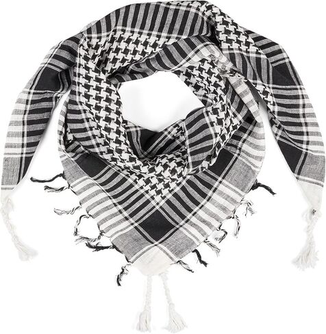 LOVARZI Skull Scarf for Men & Women - Black & White Cotton Square Neck Scarf - Palestinian Shemagh Tactical Scarf - Pirate Bandana Head Wrap With Skulls - Goth Accessories Halloween Scarf in Kuwait