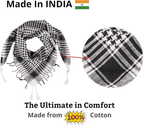 LOVARZI Skull Scarf for Men & Women - Black & White Cotton Square Neck Scarf - Palestinian Shemagh Tactical Scarf - Pirate Bandana Head Wrap With Skulls - Goth Accessories Halloween Scarf in Kuwait