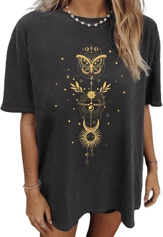 CSDAJIO Women's Casual Short Sleeve Loose Shirt Oversized T-Shirt Trendy Going Out Crew Neck Summer Graphic Tees in Kuwait