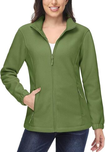 MAGCOMSEN Women's Fleece Jacket Zip Up Coat Lightweight Soft Warm Long Sleeve Jackets with Pockets for Winter in Kuwait