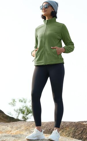 MAGCOMSEN Women's Fleece Jacket Zip Up Coat Lightweight Soft Warm Long Sleeve Jackets with Pockets for Winter in Kuwait