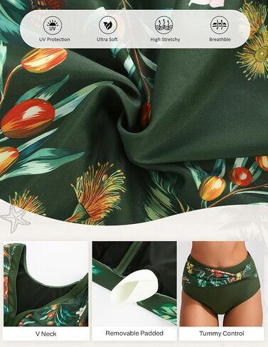 Hanna Nikole Women High Waisted Bikini Set Ruffle Tummy Control Swimsuit Full Coverage Two Piece Bathing Suit Ruched Swimwear in Saudi Arabia