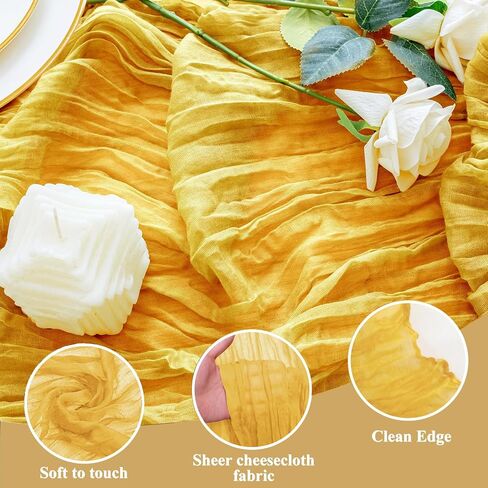 3PCS Table Runner Cheesecloth 10FT Blushing Pink Boho Gauze Cheese Cloth Rustic Sheer Table Runners for Valentine's Day Spring Easter Wedding Bridal Baby Shower Party Decoration in Saudi Arabia