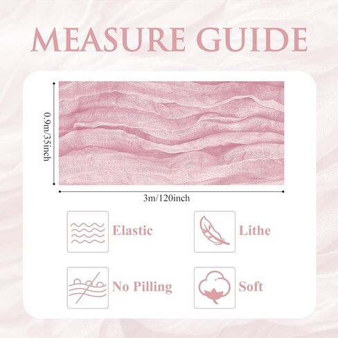 3PCS Table Runner Cheesecloth 10FT Blushing Pink Boho Gauze Cheese Cloth Rustic Sheer Table Runners for Valentine's Day Spring Easter Wedding Bridal Baby Shower Party Decoration in Saudi Arabia