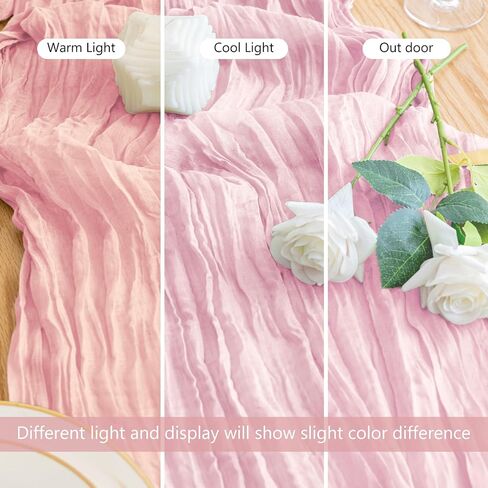 3PCS Table Runner Cheesecloth 10FT Blushing Pink Boho Gauze Cheese Cloth Rustic Sheer Table Runners for Valentine's Day Spring Easter Wedding Bridal Baby Shower Party Decoration in Saudi Arabia