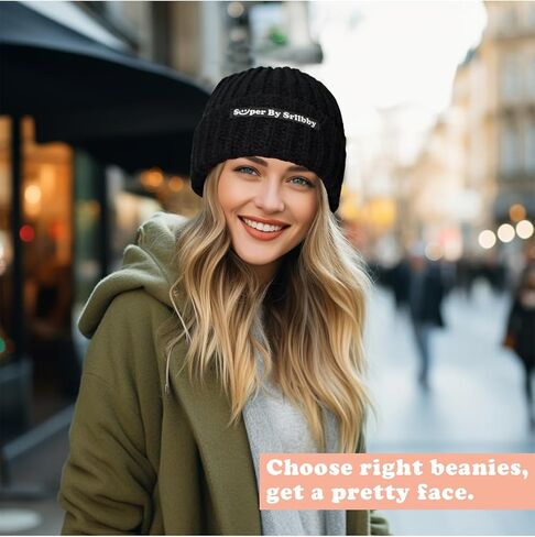 Winter Cuffed Beanie Hats, Warm Slouchy Beanie Hat, Soft Knit Skull Caps Breathable Beanies for Large Head Women Men in Saudi Arabia