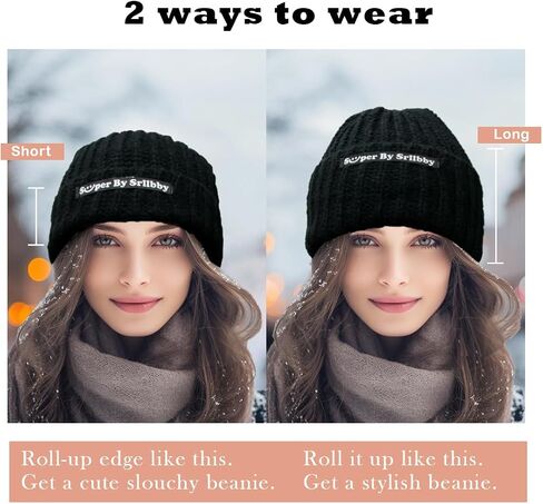 Winter Cuffed Beanie Hats, Warm Slouchy Beanie Hat, Soft Knit Skull Caps Breathable Beanies for Large Head Women Men in Saudi Arabia