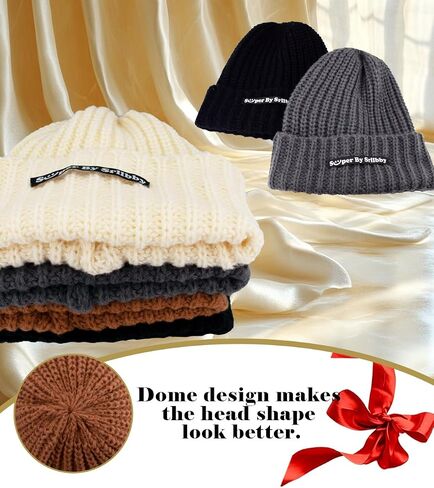 Winter Cuffed Beanie Hats, Warm Slouchy Beanie Hat, Soft Knit Skull Caps Breathable Beanies for Large Head Women Men in Saudi Arabia