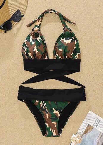 Qbily Women's Summer Sexy Beach Vacation Two Piece Bikini Set Swimwear Swimsuit Bathing Suits in Kuwait
