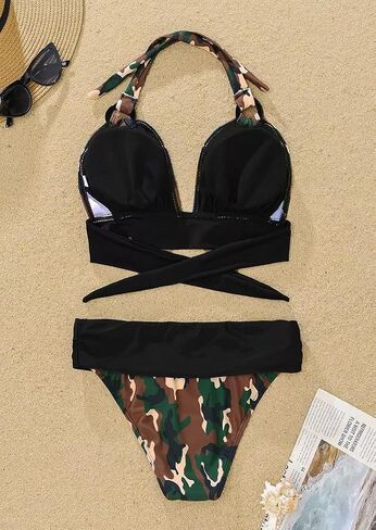 Qbily Women's Summer Sexy Beach Vacation Two Piece Bikini Set Swimwear Swimsuit Bathing Suits in Kuwait