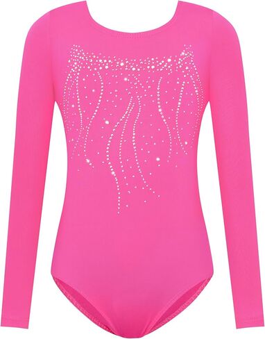 Nymphperi Girls Gymnastics Leotards Long Sleeve Kids Tumbling Outfit Stretchy Bodysuit for Practice in Saudi Arabia