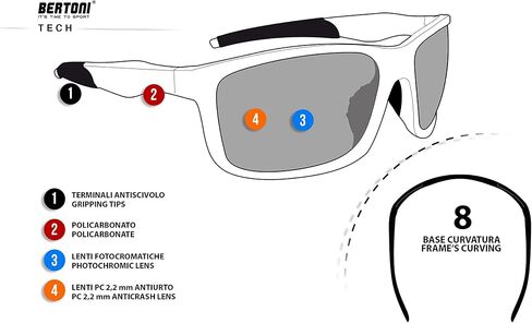 Bertoni Sports Photochromic Sunglasses for Running Ski Motorcycle Golf Cycling - ALIEN Italy Photochromatic in Saudi Arabia