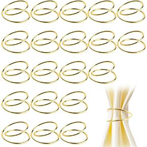 20 Pcs Gold Napkin Rings, Metal Spiral Napkin Rings Buckles Simple Alloy Napkin Ring Serviette Napkin Holder Ring for Family Dinner Wedding Party Christmas Table Decorations