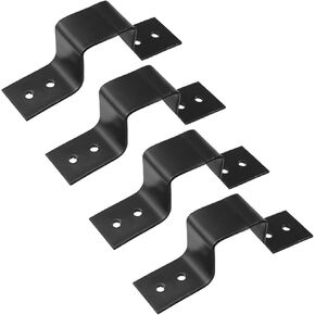 Antrader Square Tube Strap Clamp,4Pcs Square Pipe Clamp Tube Buckle U-Shaped Clamps Heavy Duty Pipe Fasten Holder for Tube Pipe Installation,Black( 1.18"/30mm)
