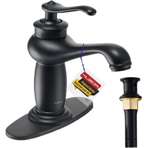 Vintage Brass Bathroom Faucets, 5-Minutes Installation, Antique Single Hole Sink Faucet Easy to Handle - for Bathroom/Vanity/Rv - 6.69 Inch Faucet Height, 23.6 Oz Weight - Matte Black