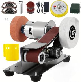 Mini Belt Sander, Electric Power Bench Belt Grinder, Adjustable Speed Electric Grinding Sanding Machine,Low Noise Cutter Sharpener Sander, Polishing Grinding Machine for Metal Jewelry