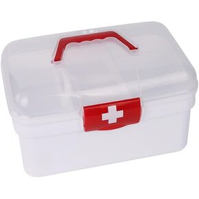 Storage Organizer - Medicine Box Plastic First Aid Box Empty - Family Emergency Kit Medication Storage Organizer with Handle Medicine Cabinet Storage Pill Case Durable Organizer Box Bins